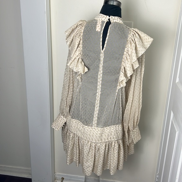 H&M Drop Waist Raffle Babydoll Polka Sheer Dress Size Small - Picture 3 of 13